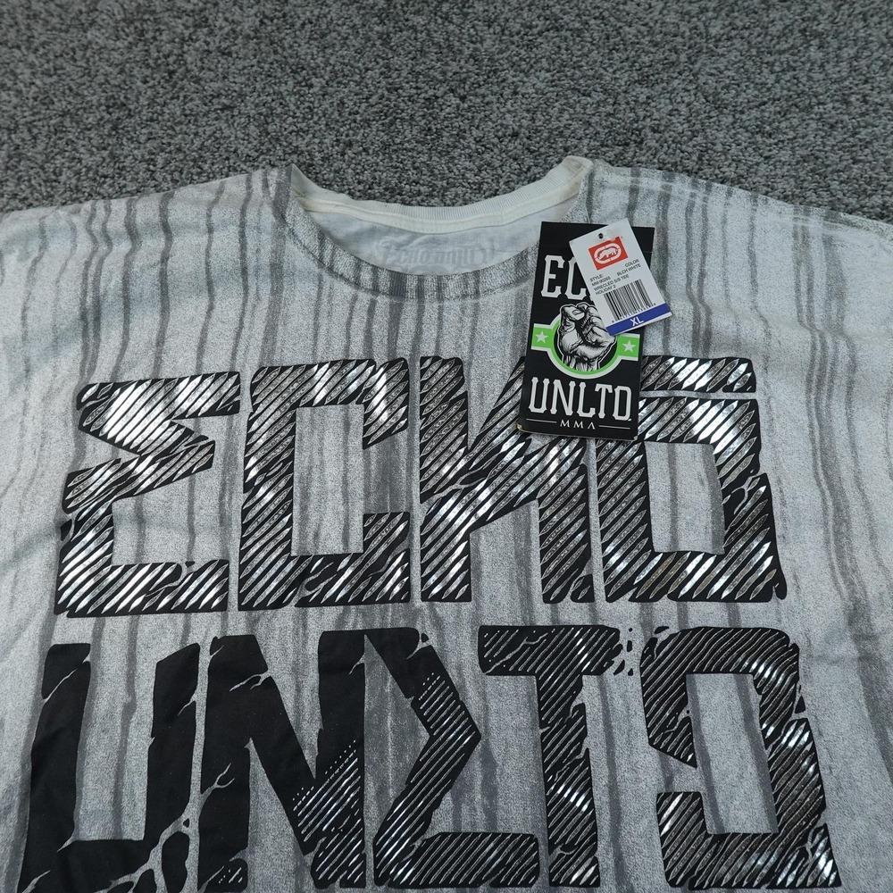 NEW Ecko Unltd Shirt Mens XL Gray MMA Graphic Short Sleeve Tee T-Shirt Y2K 00s